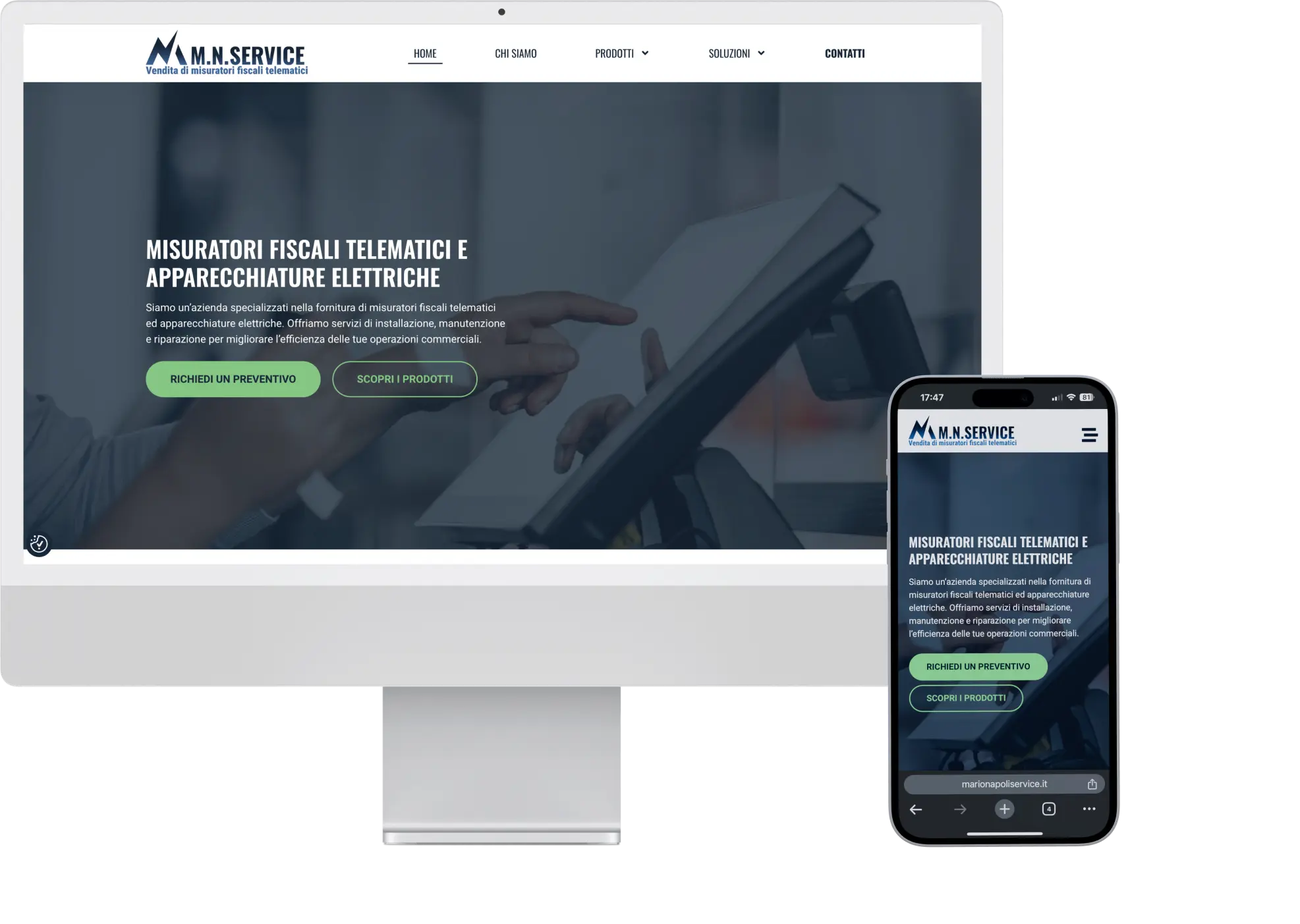 Mockup sito web per l'azienda M.N.Service