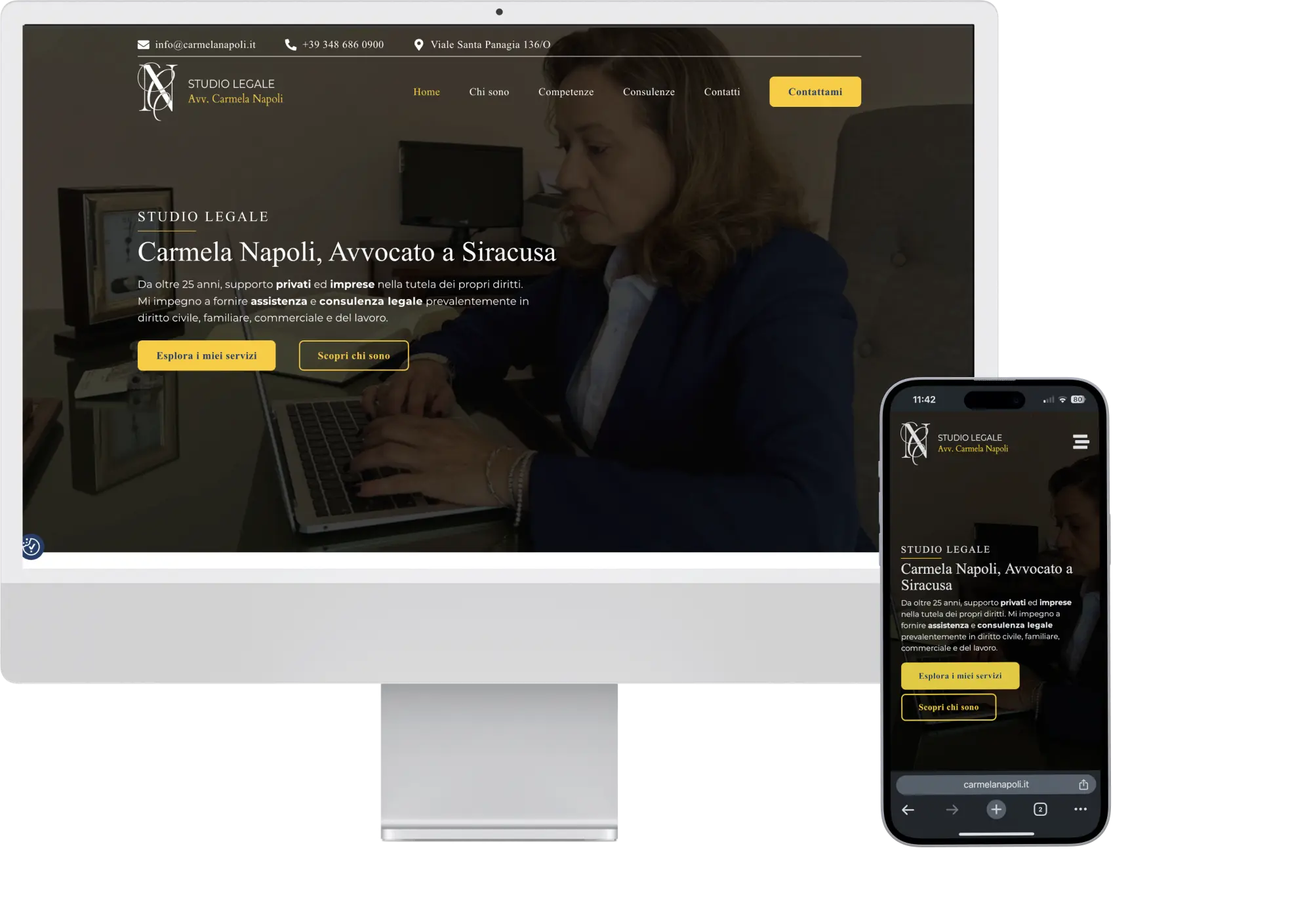 Mockup sito web per l'Avvocato Carmela Napoli