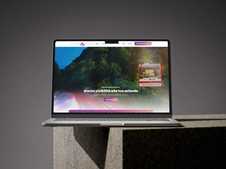 AV Promo su un MacBook: home del sito