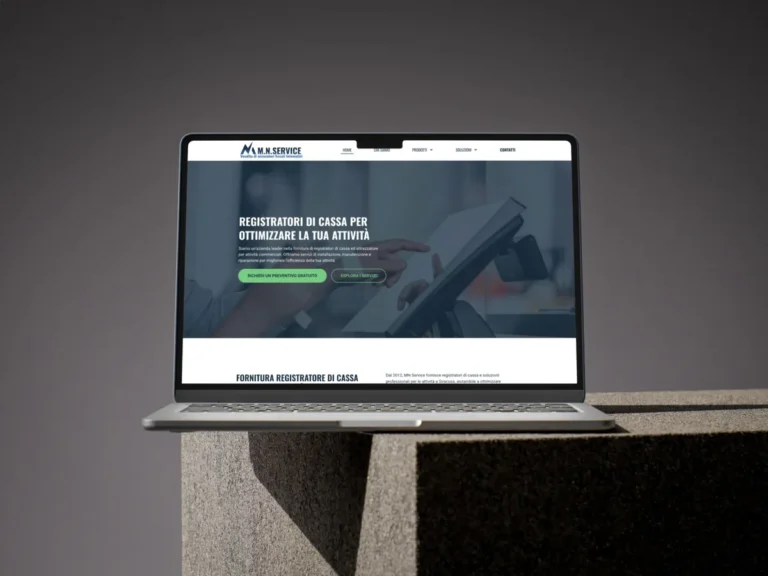 M.N. Service su un MacBook: home del sito