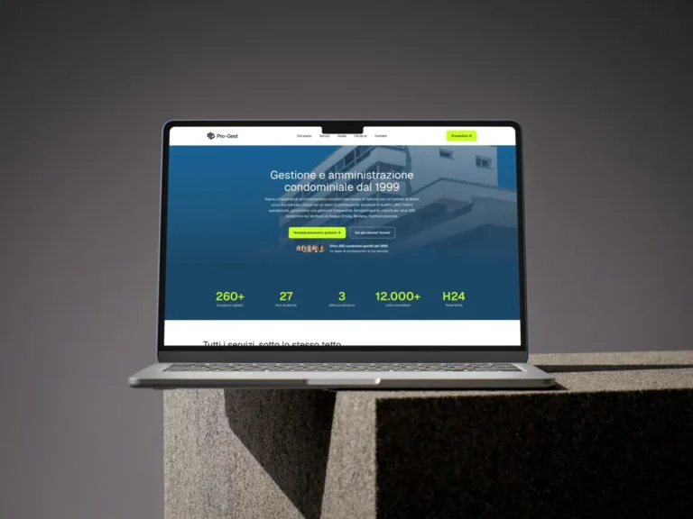 Pro.Gest su un MacBook: home del sito
